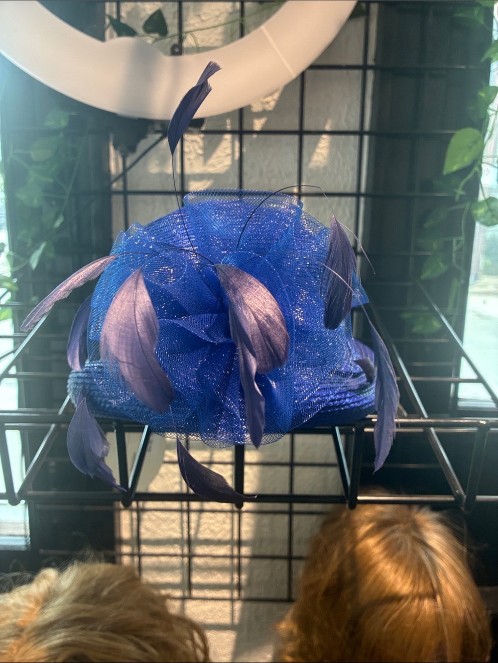 Blue Feathered Fascinator Hat - Women's Occasion Headpiece
